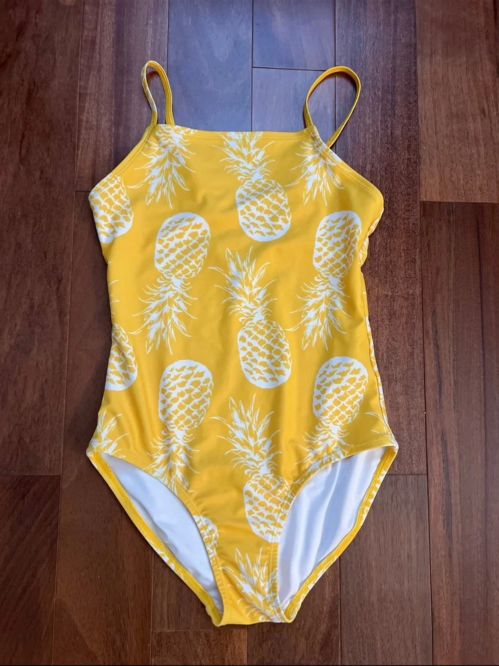 Girls' Yellow Pineapple Print One-Piece Swimsuit